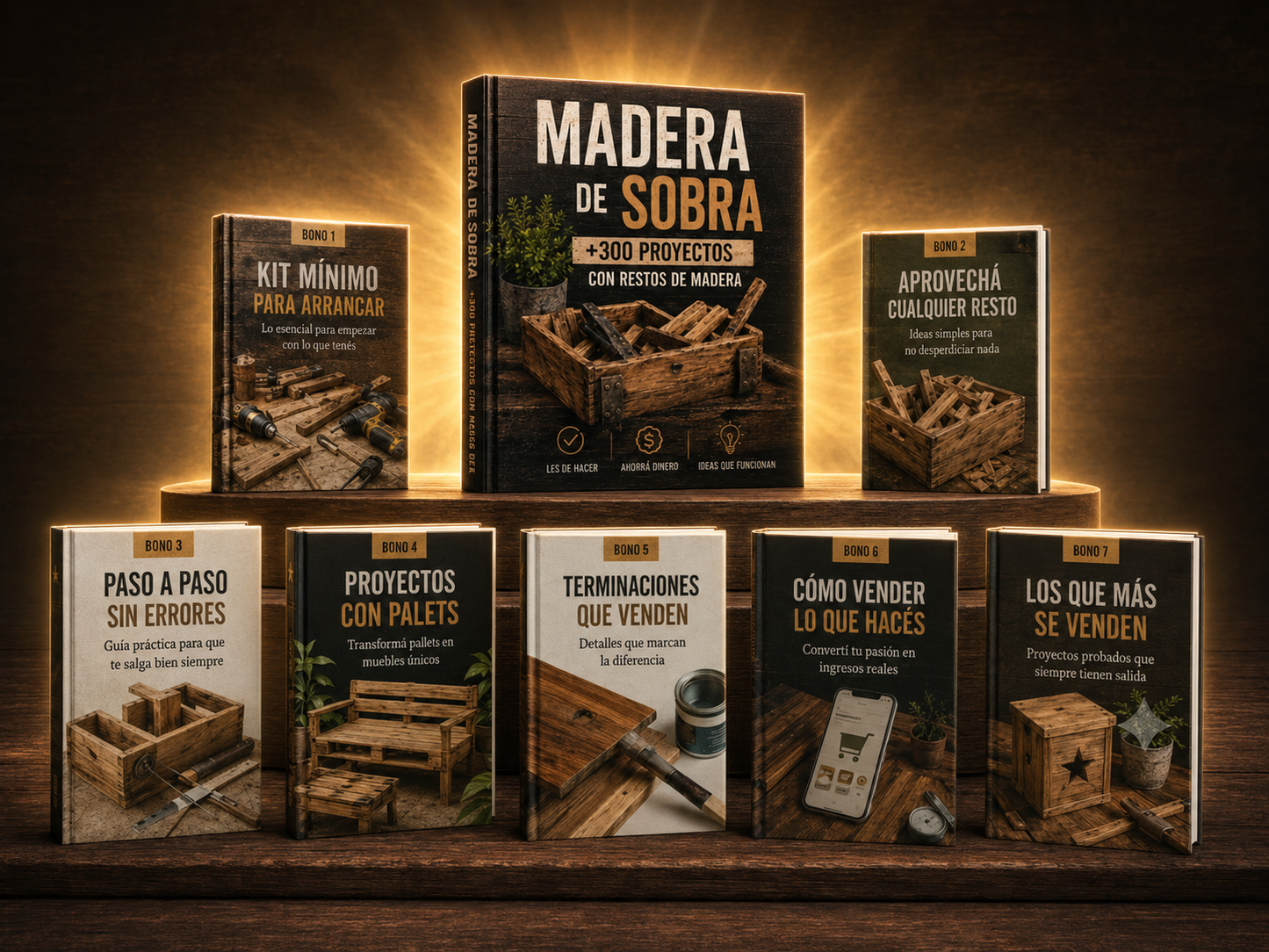 +300 PROYECTOS CON RESTOS DE MADERA + 7 BONUS DE REGALO